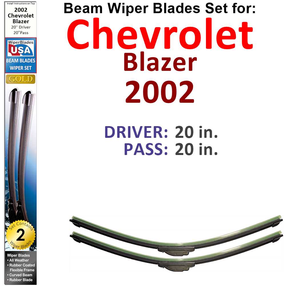 Beam Wiper Blades for 2002 Chevrolet Blazer (Set of 2)