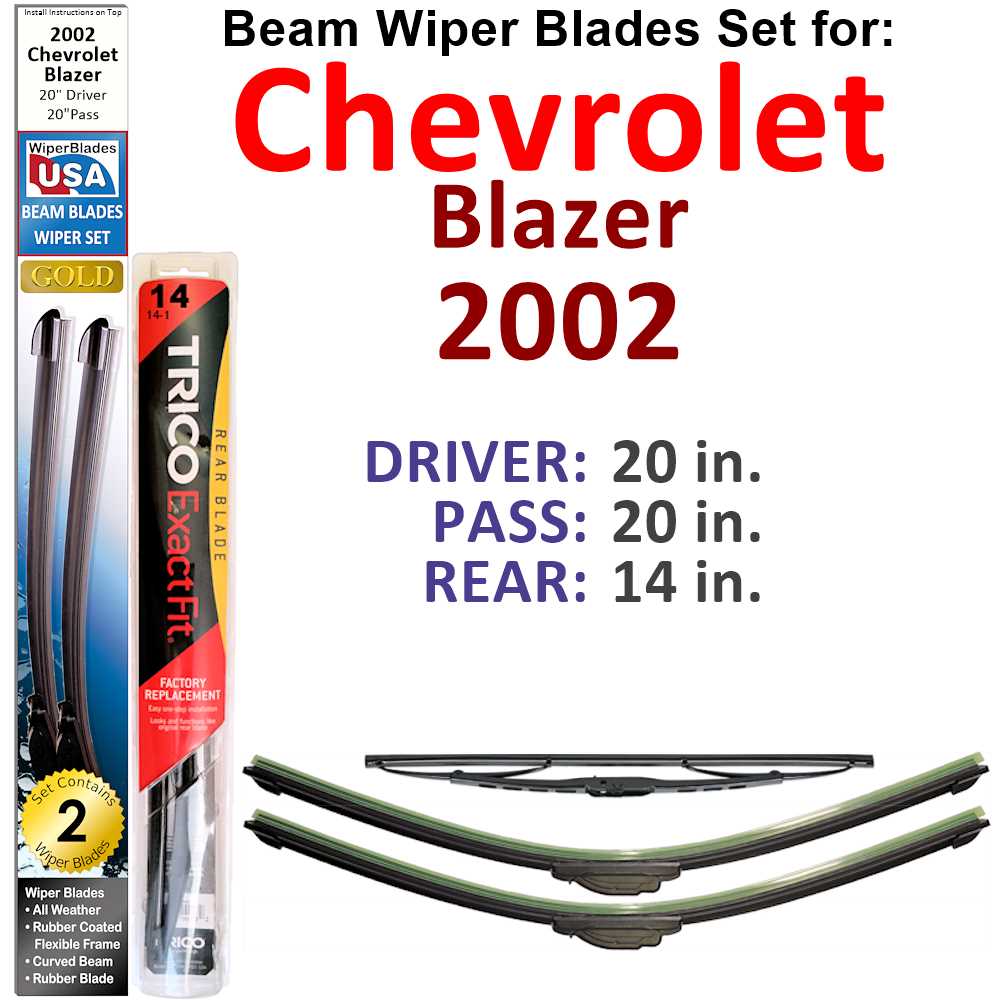 Beam Wiper Blades for 2002 Chevrolet Blazer (Set of 3)