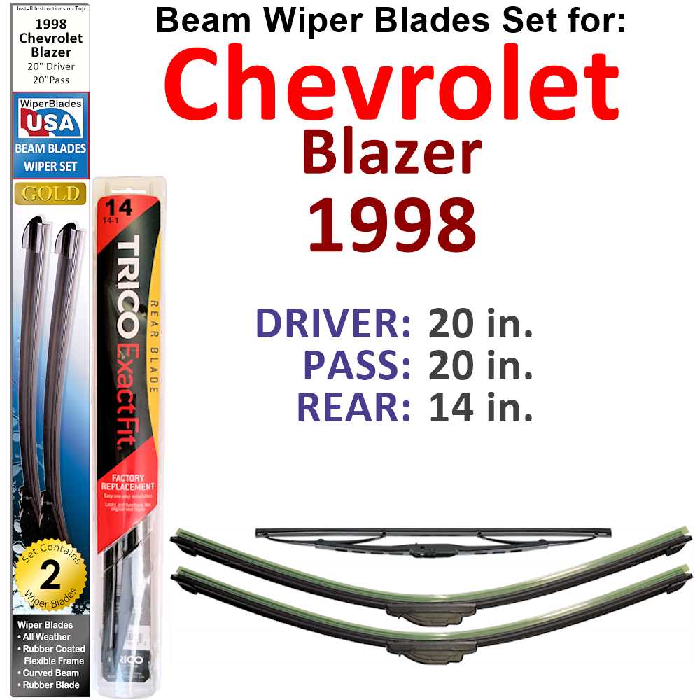 Beam Wiper Blades for 1998 Chevrolet Blazer (Set of 3)