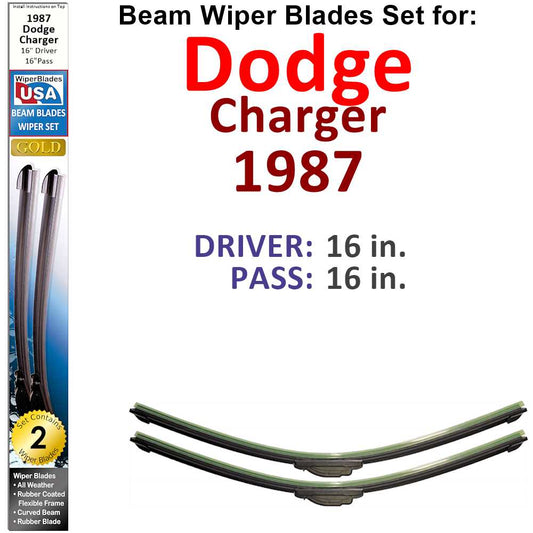 Beam Wiper Blades for 1987 Dodge Charger (Set of 2)