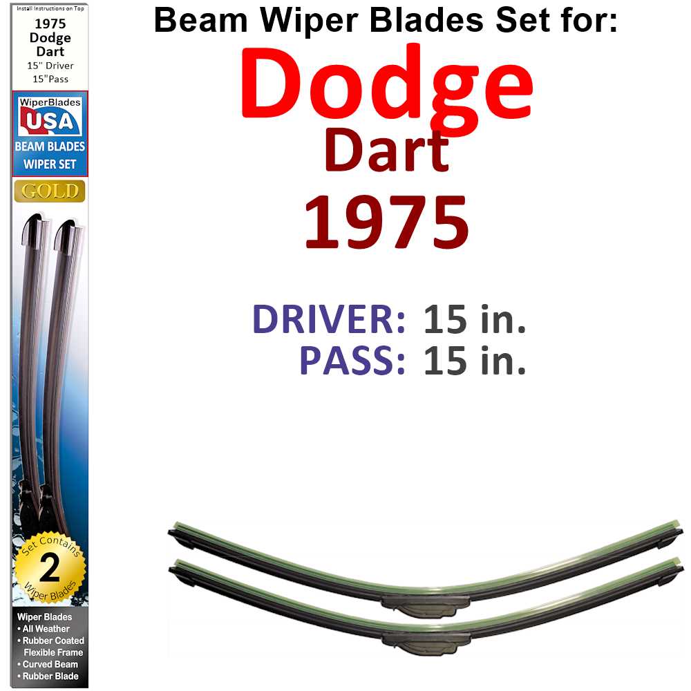 Beam Wiper Blades for 1975 Dodge Dart Base (Set of 2)