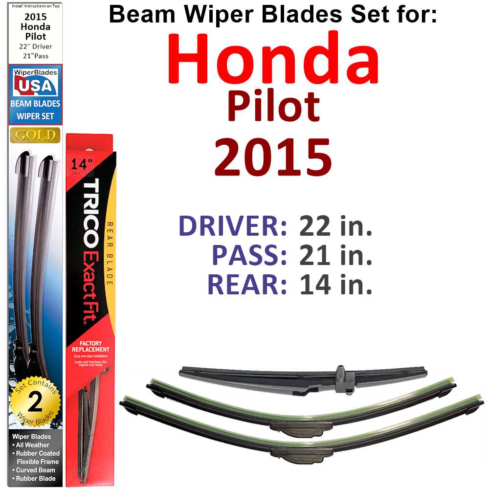 Beam Wiper Blades for 2015 Honda Pilot (Set of 3)