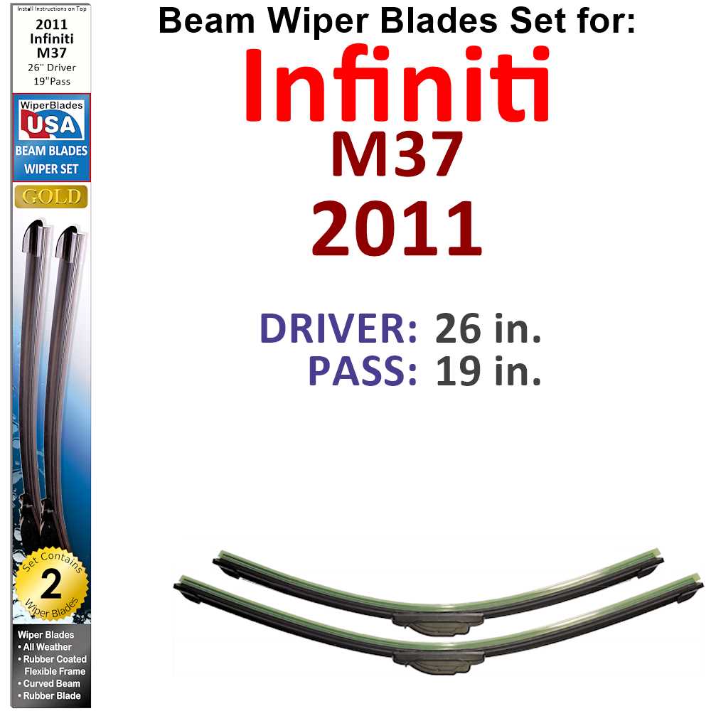 Beam Wiper Blades for 2011 Infiniti M37 (Set of 2)