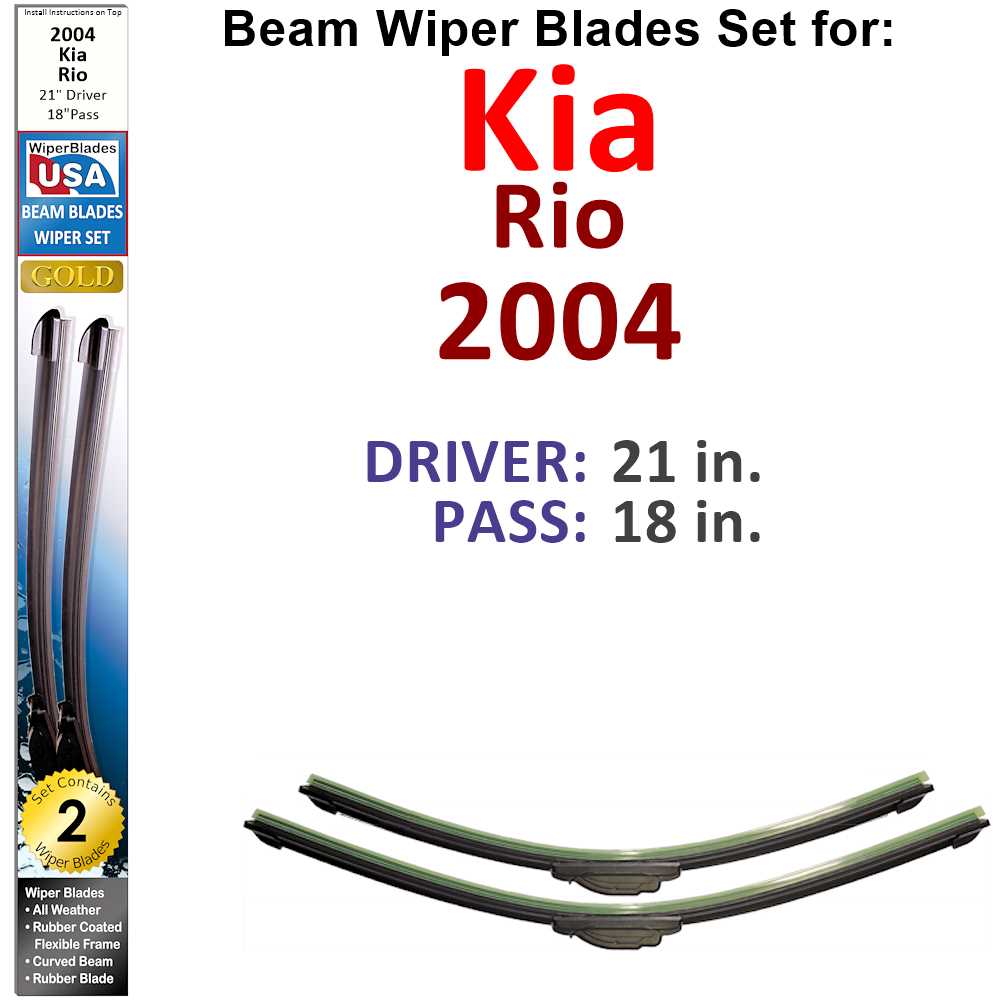 Beam Wiper Blades for 2004 Kia Rio (Set of 2)