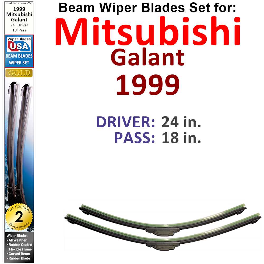 Beam Wiper Blades for 1999 Mitsubishi Galant (Set of 2)