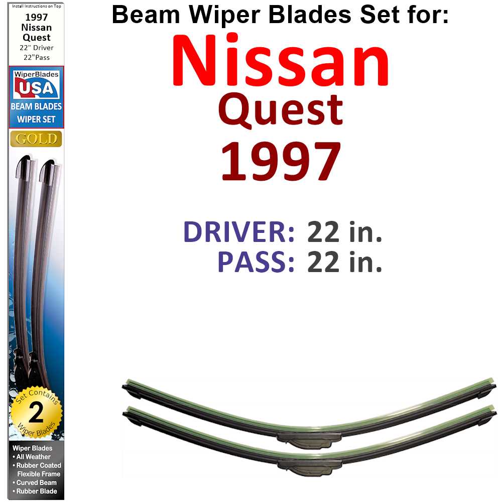 Beam Wiper Blades for 1997 Nissan Quest (Set of 2)