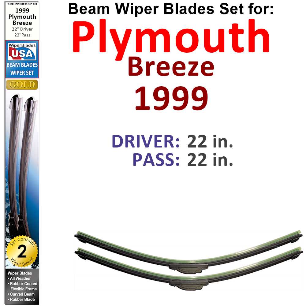 Beam Wiper Blades for 1999 Plymouth Breeze (Set of 2)