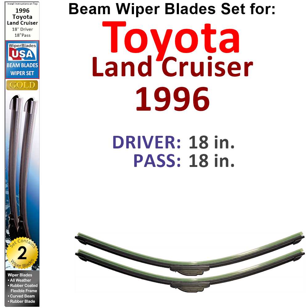 Beam Wiper Blades for 1996 Toyota Land Cruiser (Set of 2)