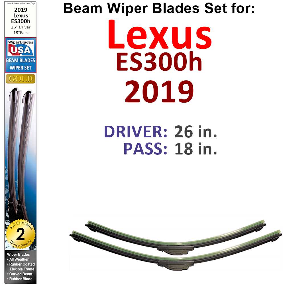 Beam Wiper Blades for 2019 Lexus ES300h (Set of 2)