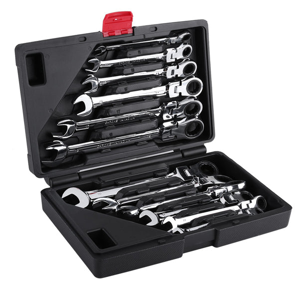 Pro Spanner Wrench Ratchet Polished Set Kit Metric 8 -19mm Car Tools