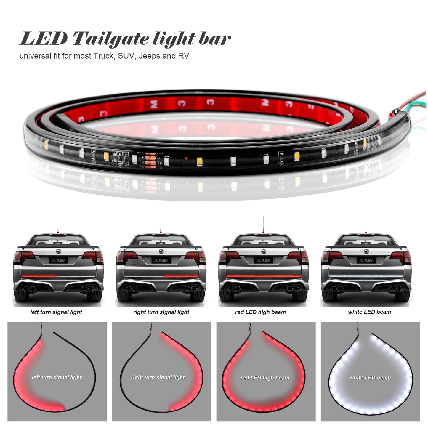 60" Flexible Car Truck 90-LED Tailgate Light Bar