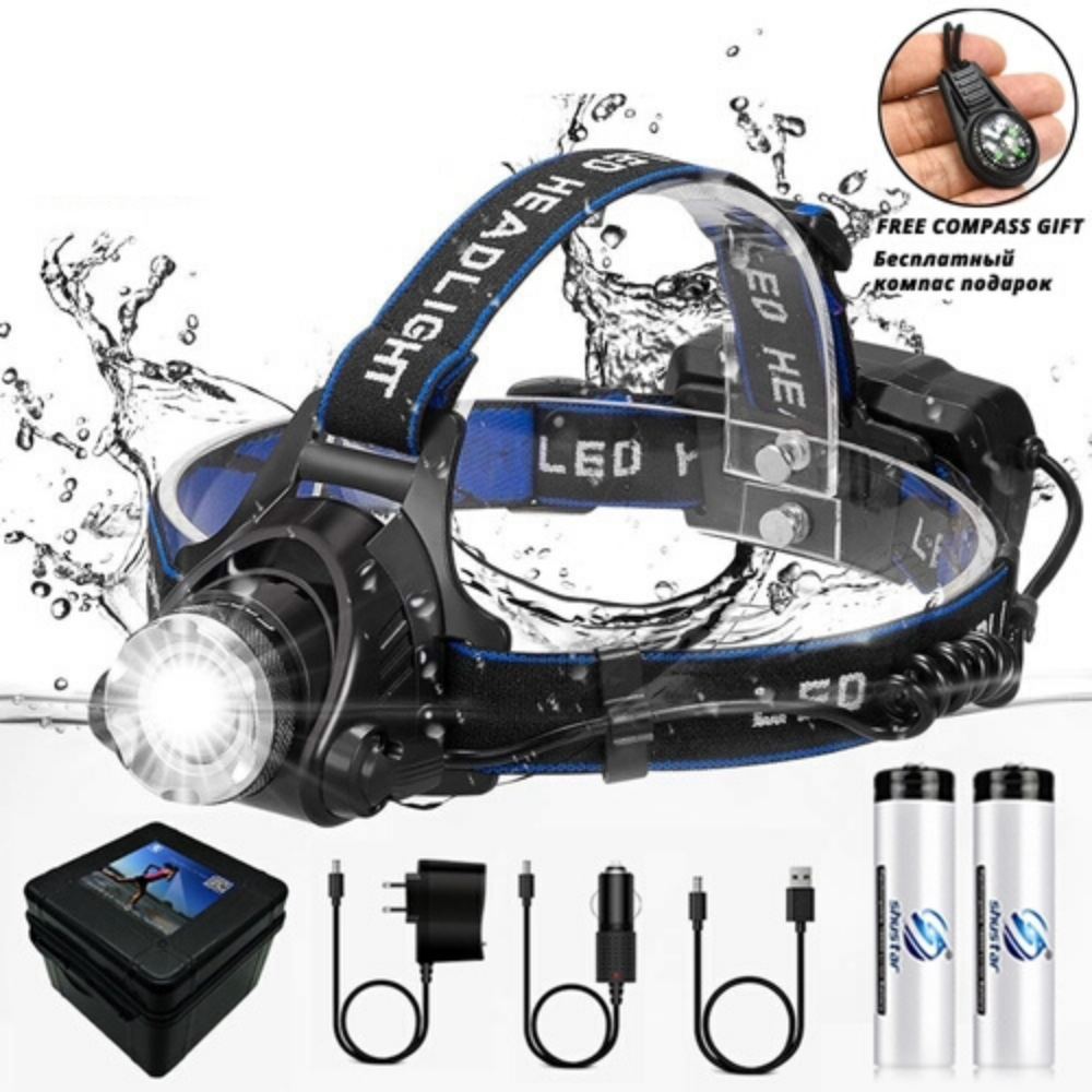 LED Headlamp Fishing Headlight T6/L2/V6 3 Modes