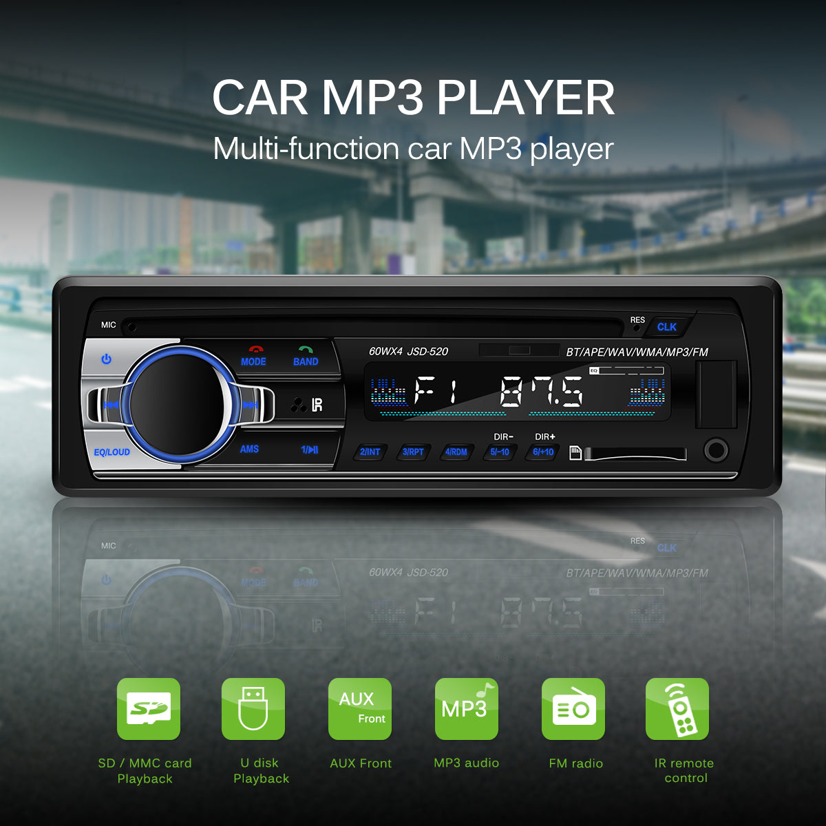 Bluetooth Car Stereo Audio In-Dash FM MP3 Player